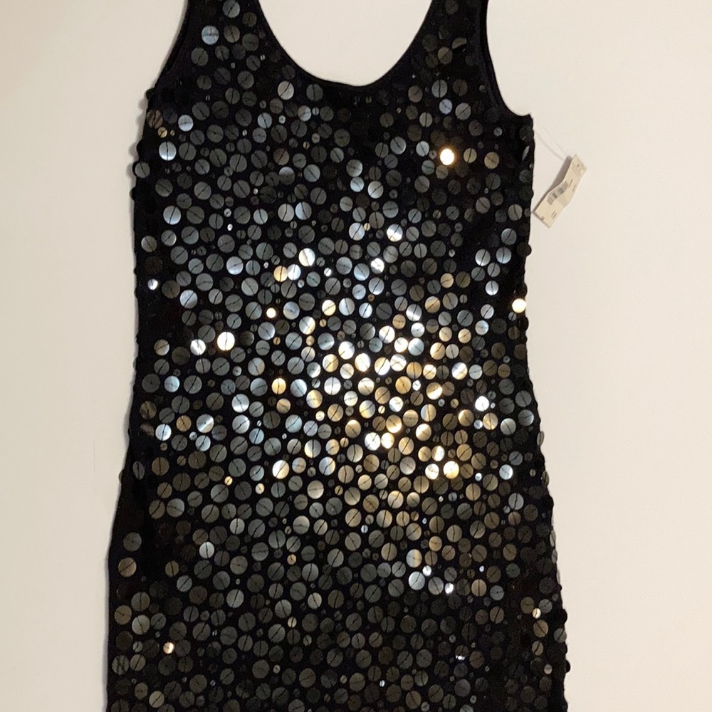 Knit sweater dress with black sequins - Picture 2 of 5